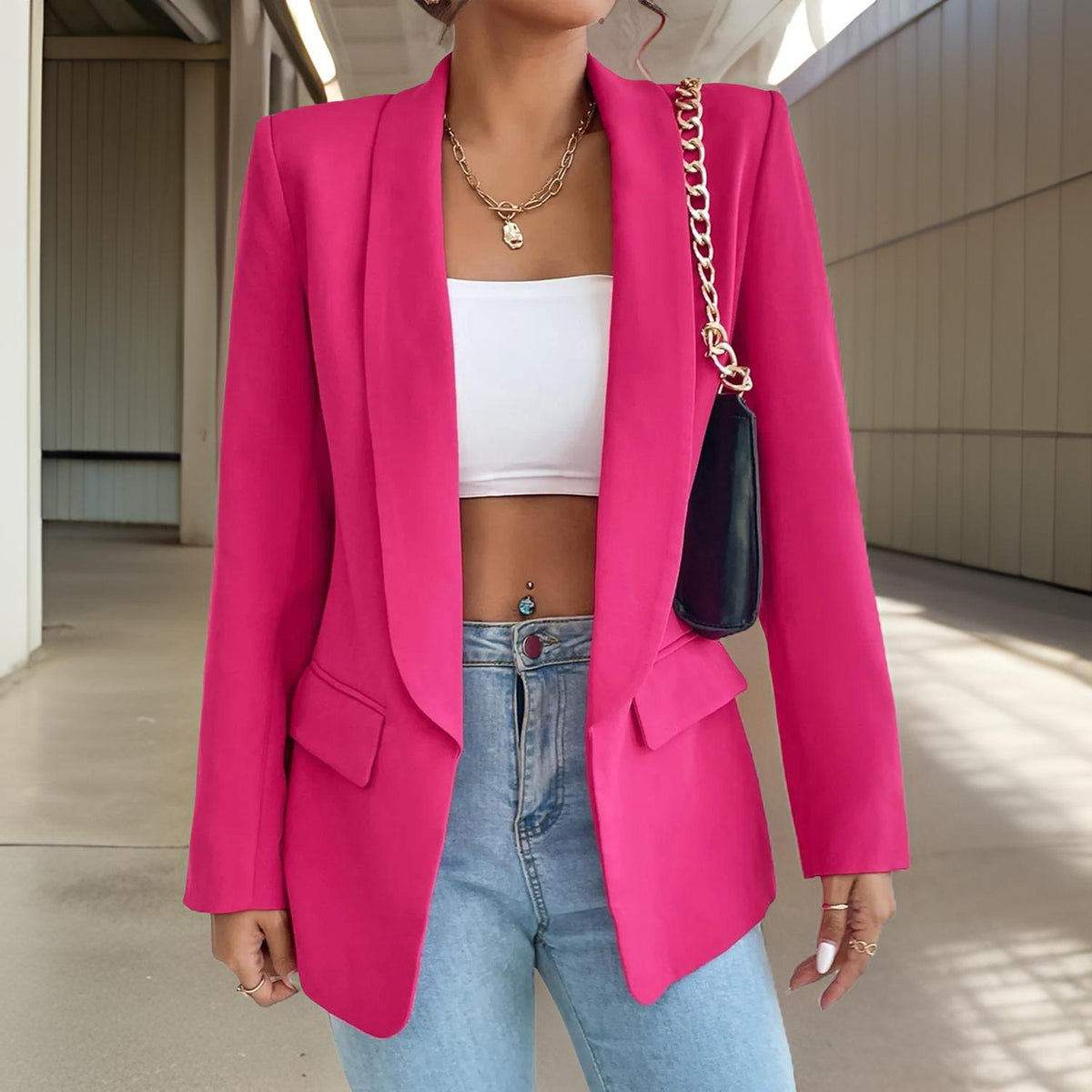 Damesblazer van polyester-katoen
