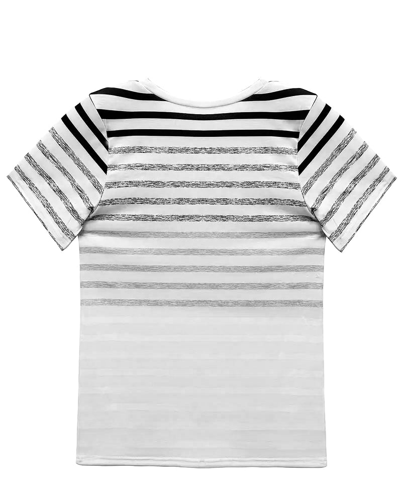 Gestreept dames T-shirt met ronde hals en kleurverloop