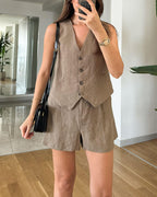 Vintage tweedelige dames zomerset met mouwloze gilet — afbeelding 2