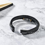 Dubbelrijige leren armband
