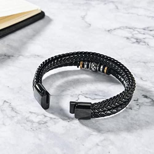 Dubbelrijige leren armband