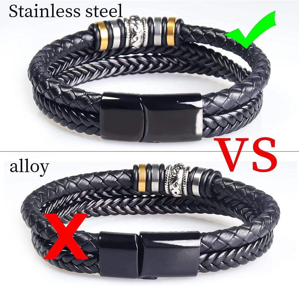 Dubbelrijige leren armband