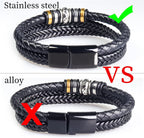 Dubbelrijige leren armband