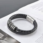 Dubbelrijige leren armband