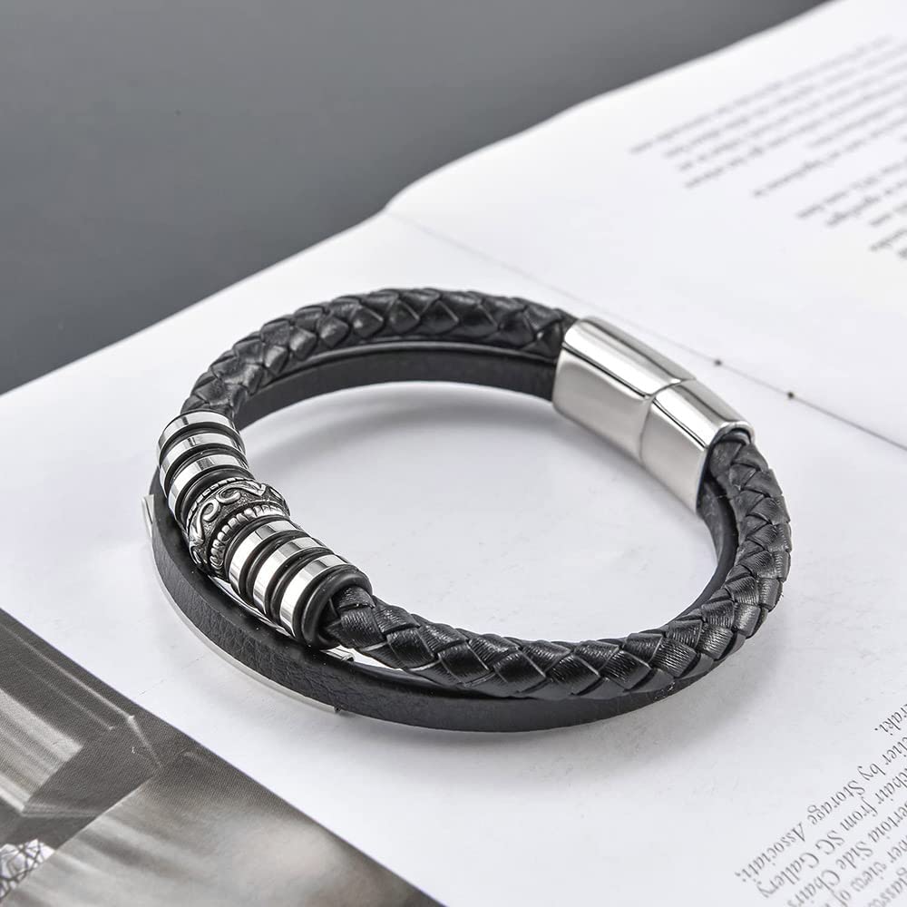 Dubbelrijige leren armband