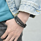 Dubbelrijige leren armband