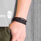 Dubbelrijige leren armband