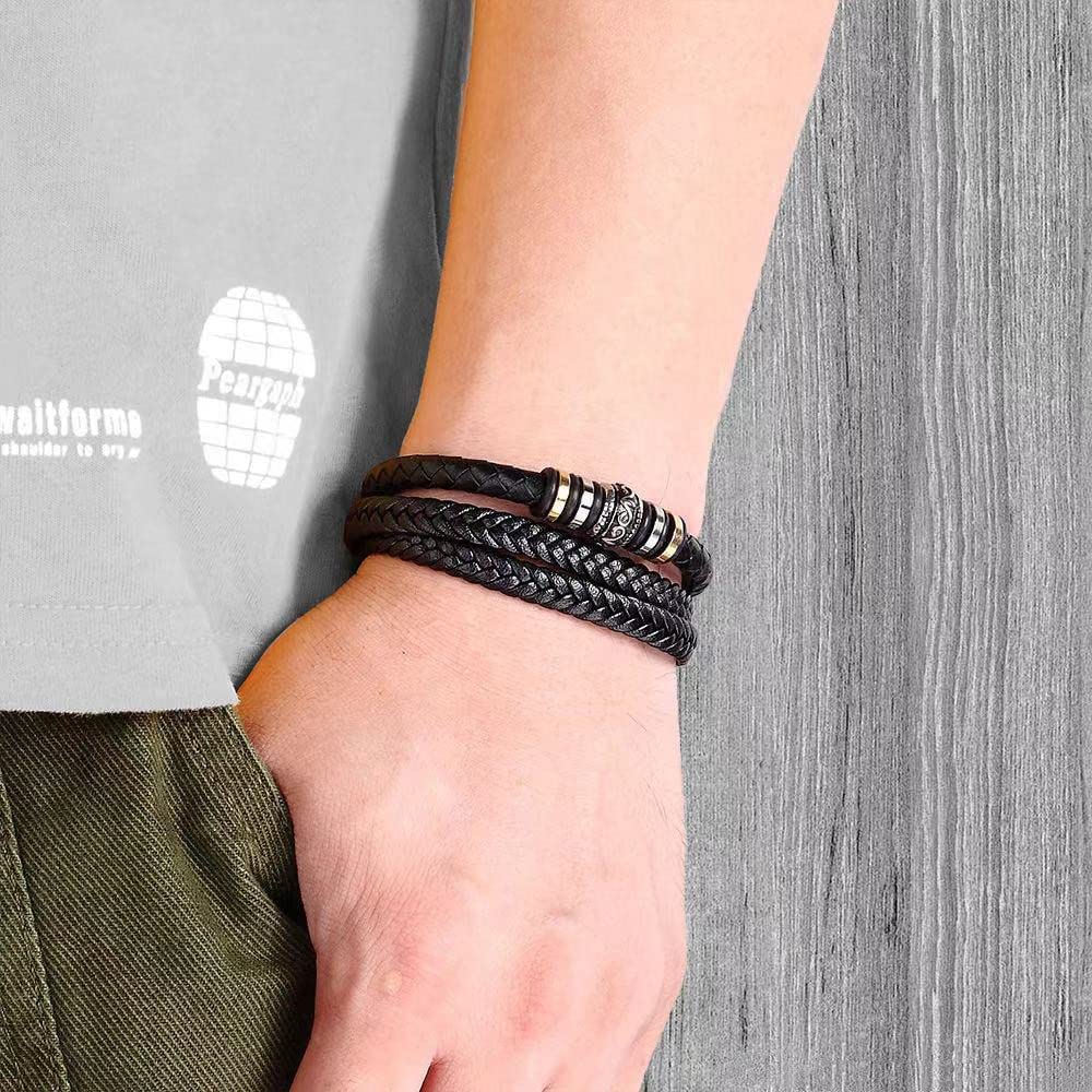 Dubbelrijige leren armband