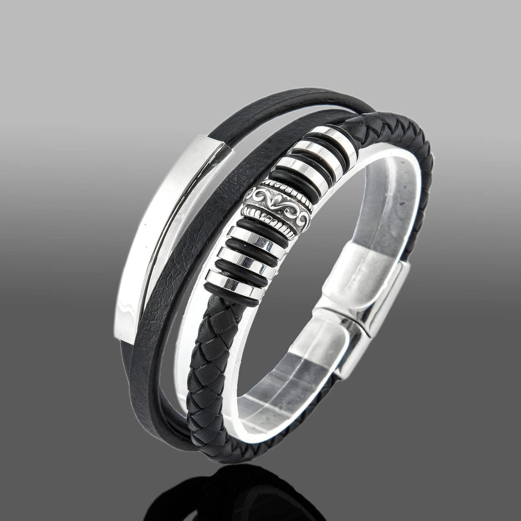 Dubbelrijige leren armband