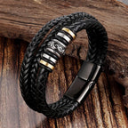 Dubbelrijige leren armband