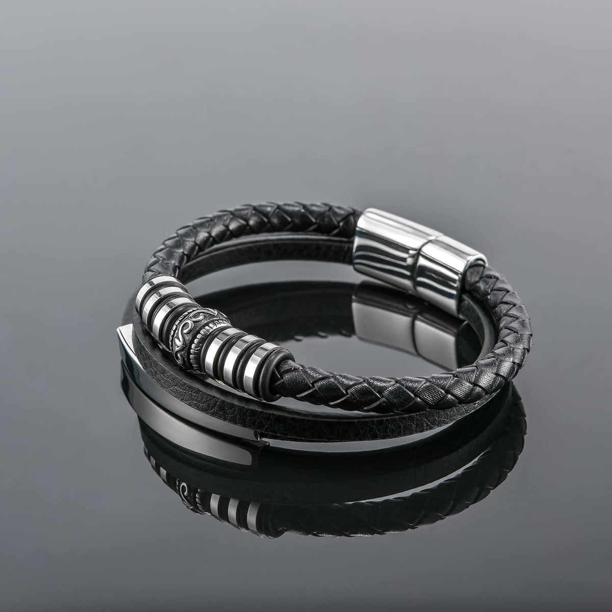 Dubbelrijige leren armband