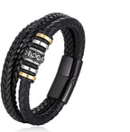 Dubbelrijige leren armband