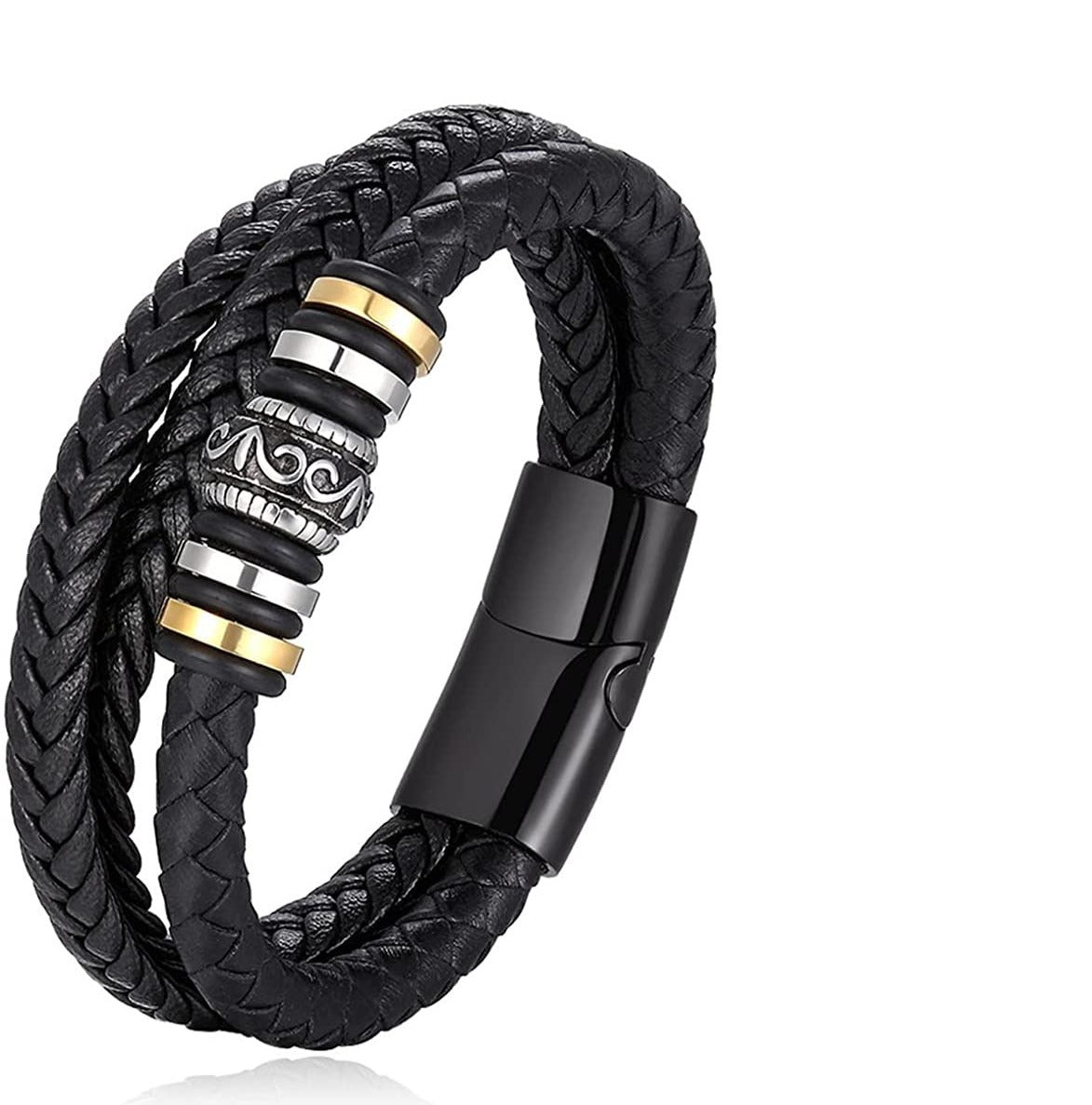 Dubbelrijige leren armband