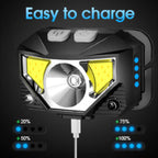 2-pack ultra-heldere oplaadbare LED hoofdlamp met beweegsensor