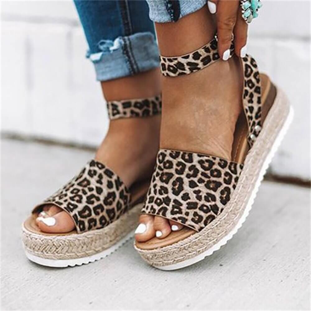 Dames plateau espadrille sandalen met sleehak & bandjes