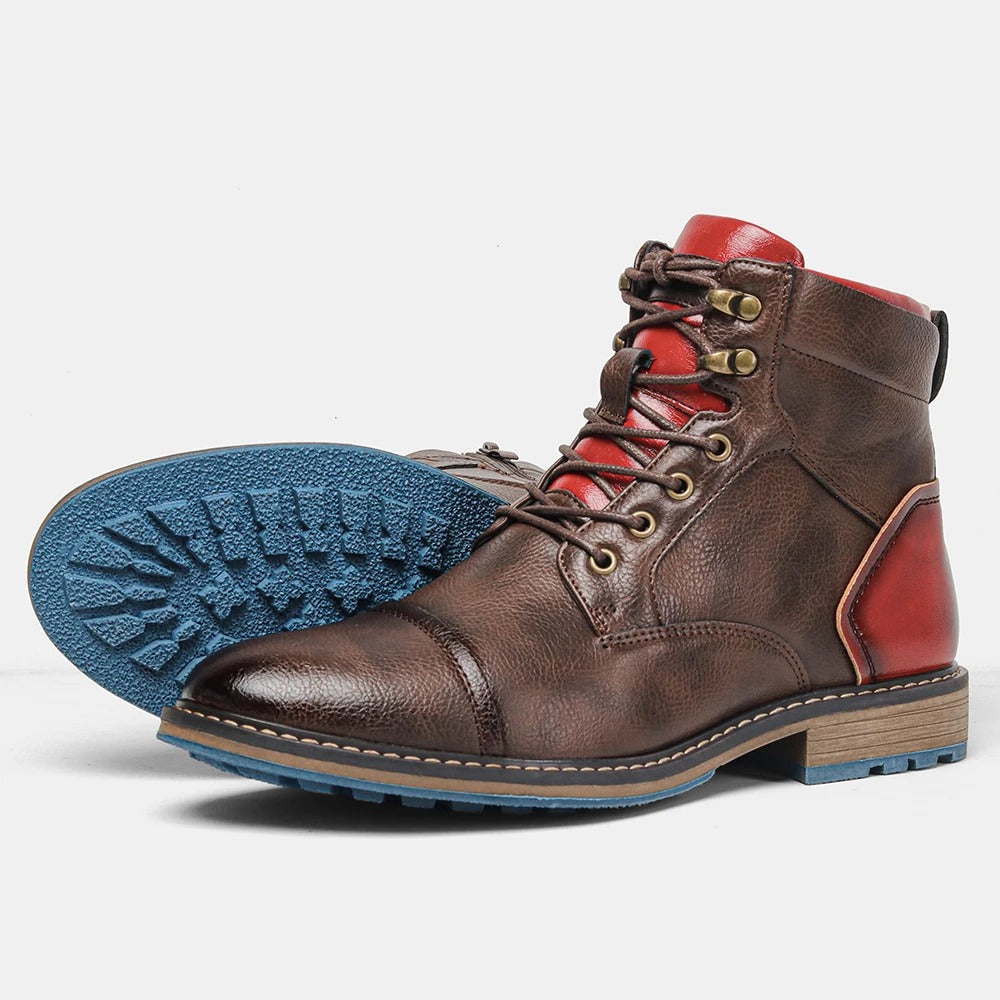 Herenenkelboots van rundleer met neuskap en zijrits