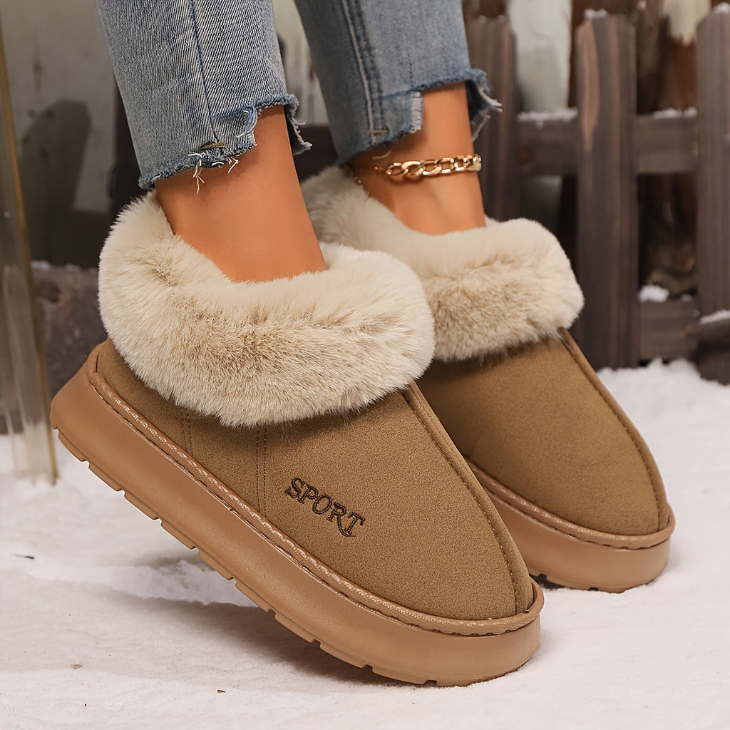 Warme pluche dames pantoffels met antislip zool