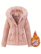 Dames winterjas met afneembare bontcapuchon