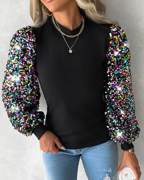 Damesblouse met kleurrijke ballonmouwen