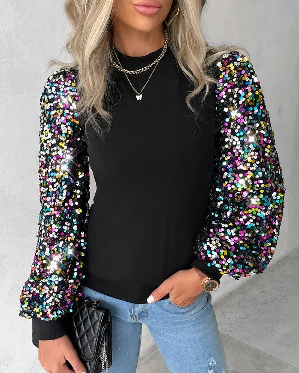 Damesblouse met kleurrijke ballonmouwen