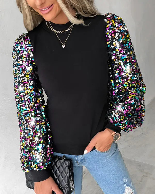 Damesblouse met kleurrijke ballonmouwen