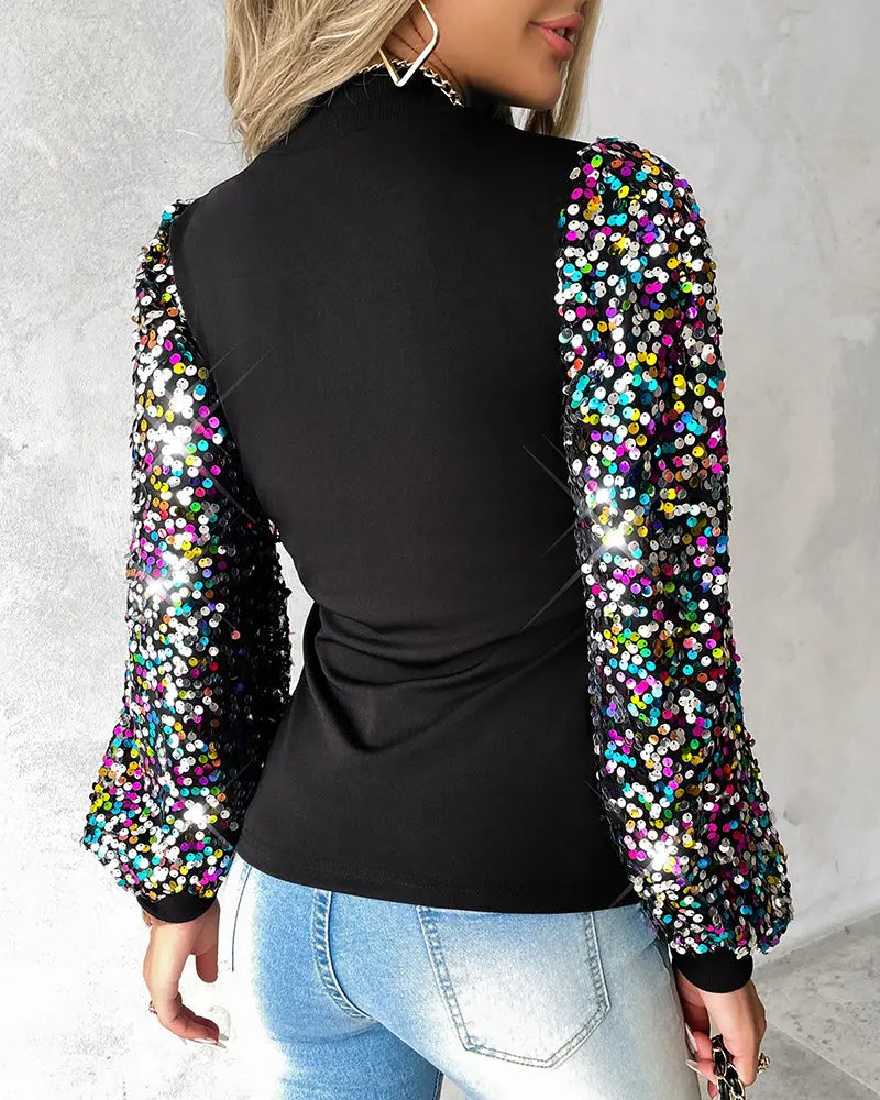 Damesblouse met kleurrijke ballonmouwen