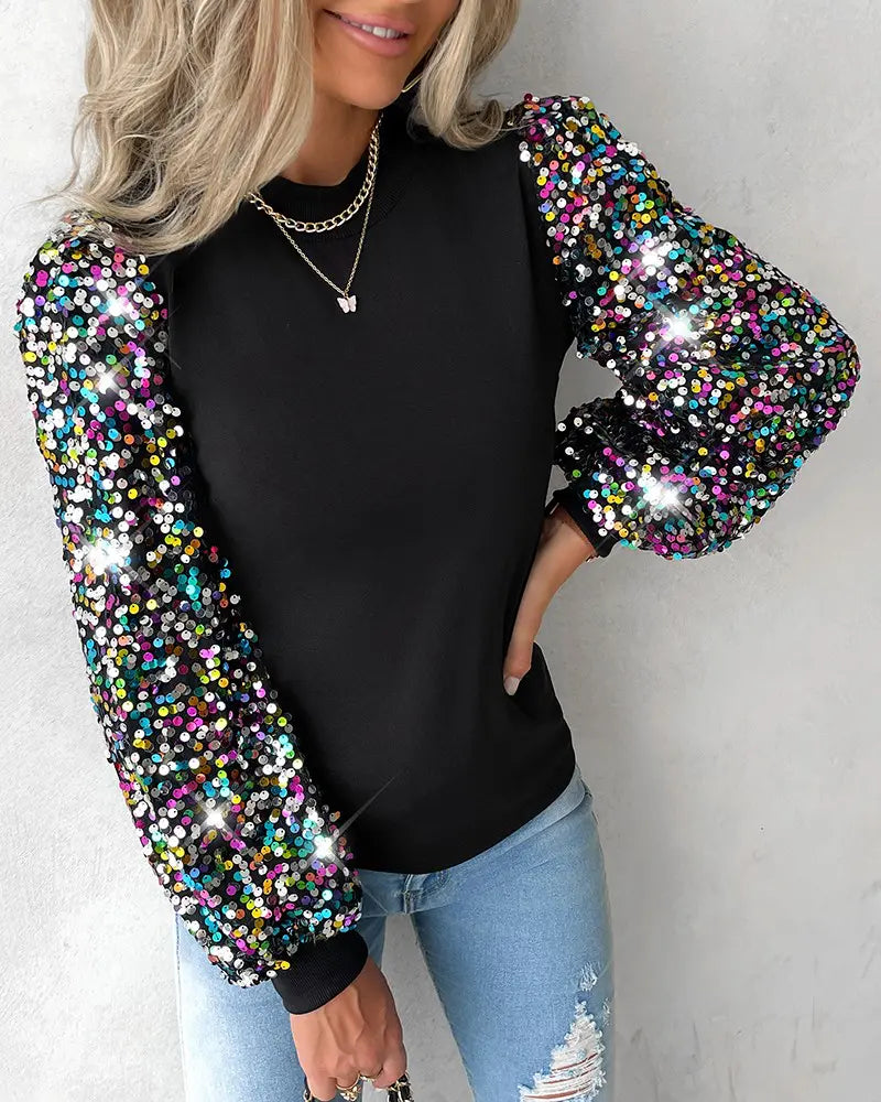 Damesblouse met kleurrijke ballonmouwen