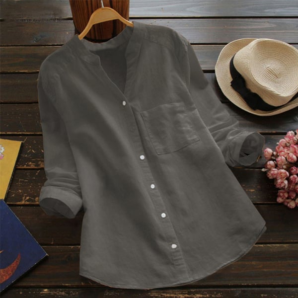 Dames linnen shirt met lange mouwen