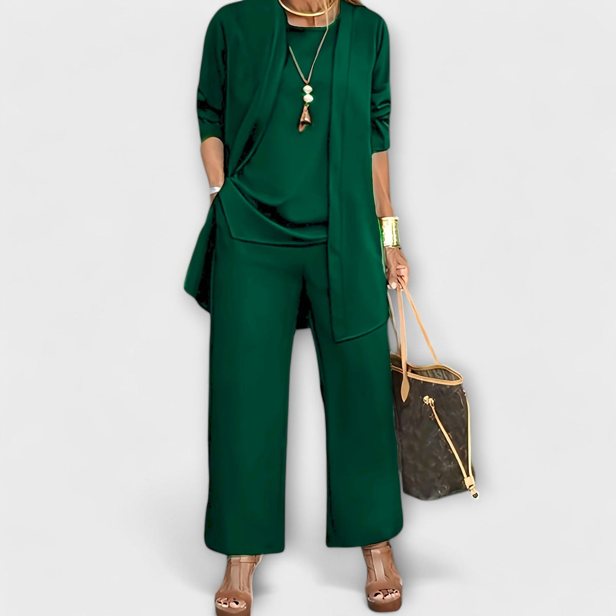 Fiona | Driedelige set met broek, top en vest
