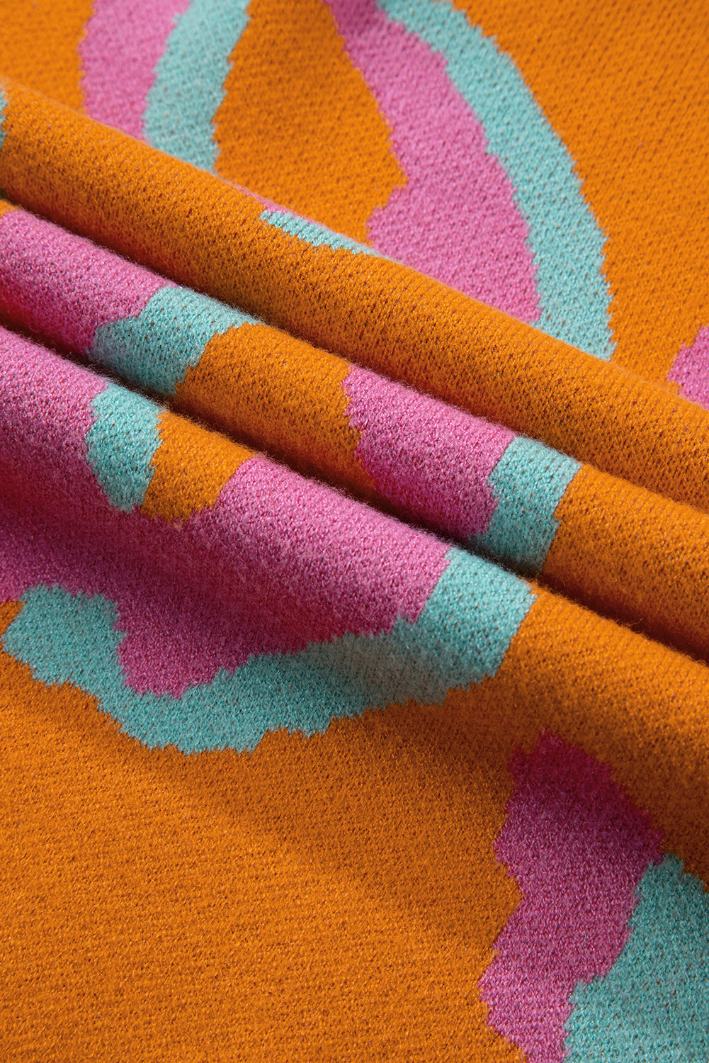 Damestrui met colorblock luipaardprint en ronde hals