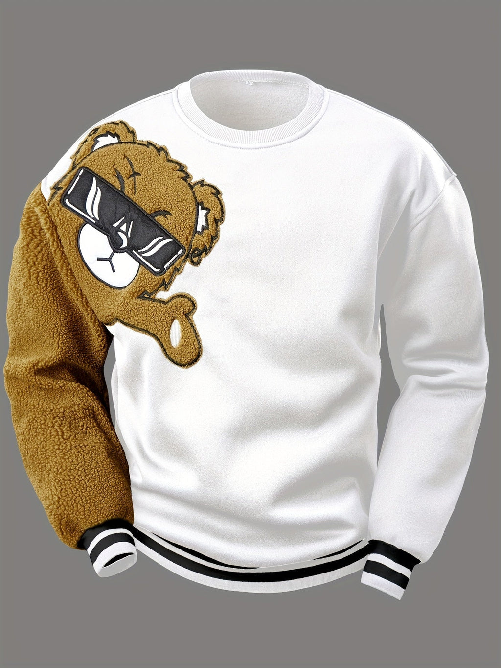 Heren sweatshirt met geborduurde cartoonbeer