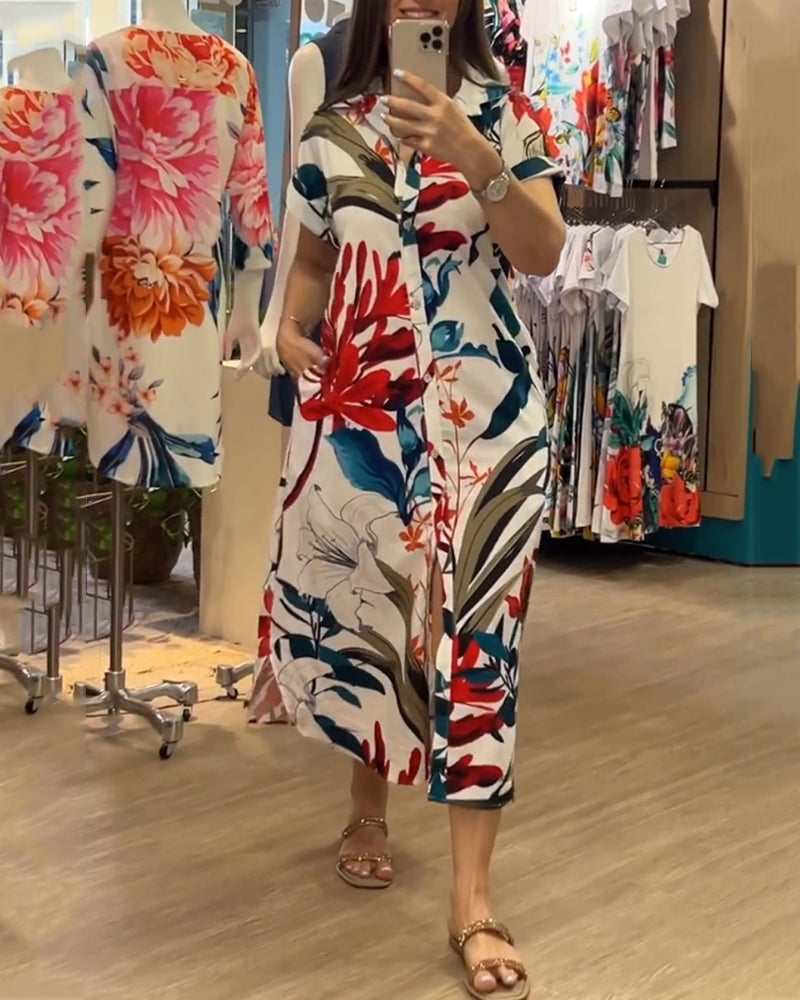 Zomerjurk met print & blazerkraag