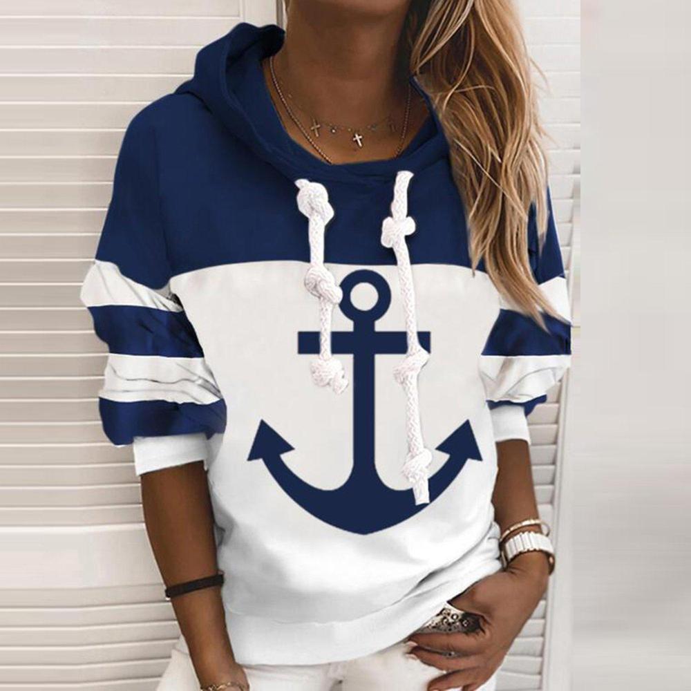Kleurblok hoodie met ankerontwerp