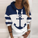 Kleurblok hoodie met ankerontwerp