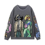 Losvallende wolprint sweater
