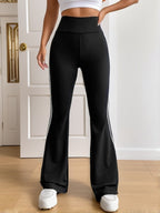 Gestreepte dames flared broek met hoge taille