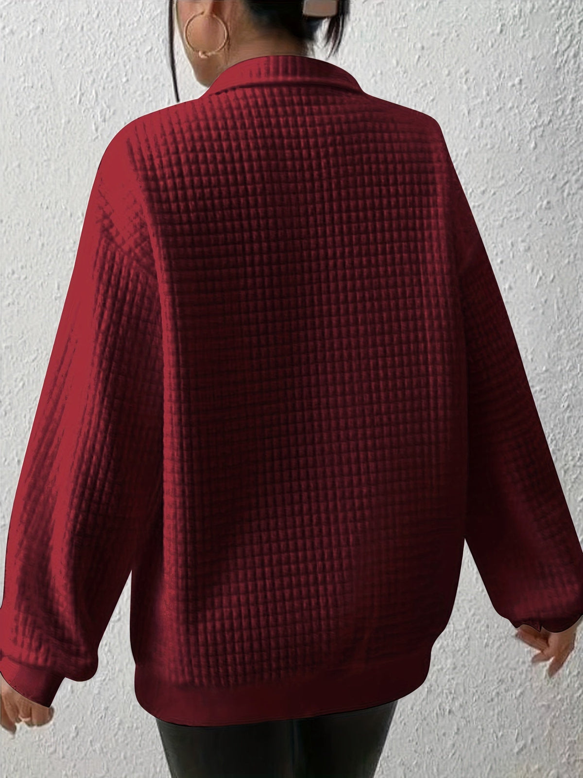 Pullover met wafelstructuur en kwartrits
