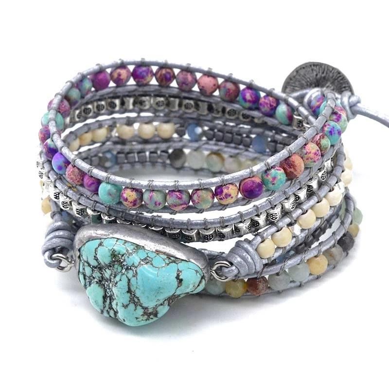 Turkoois heling en bescherming wikkelarmband