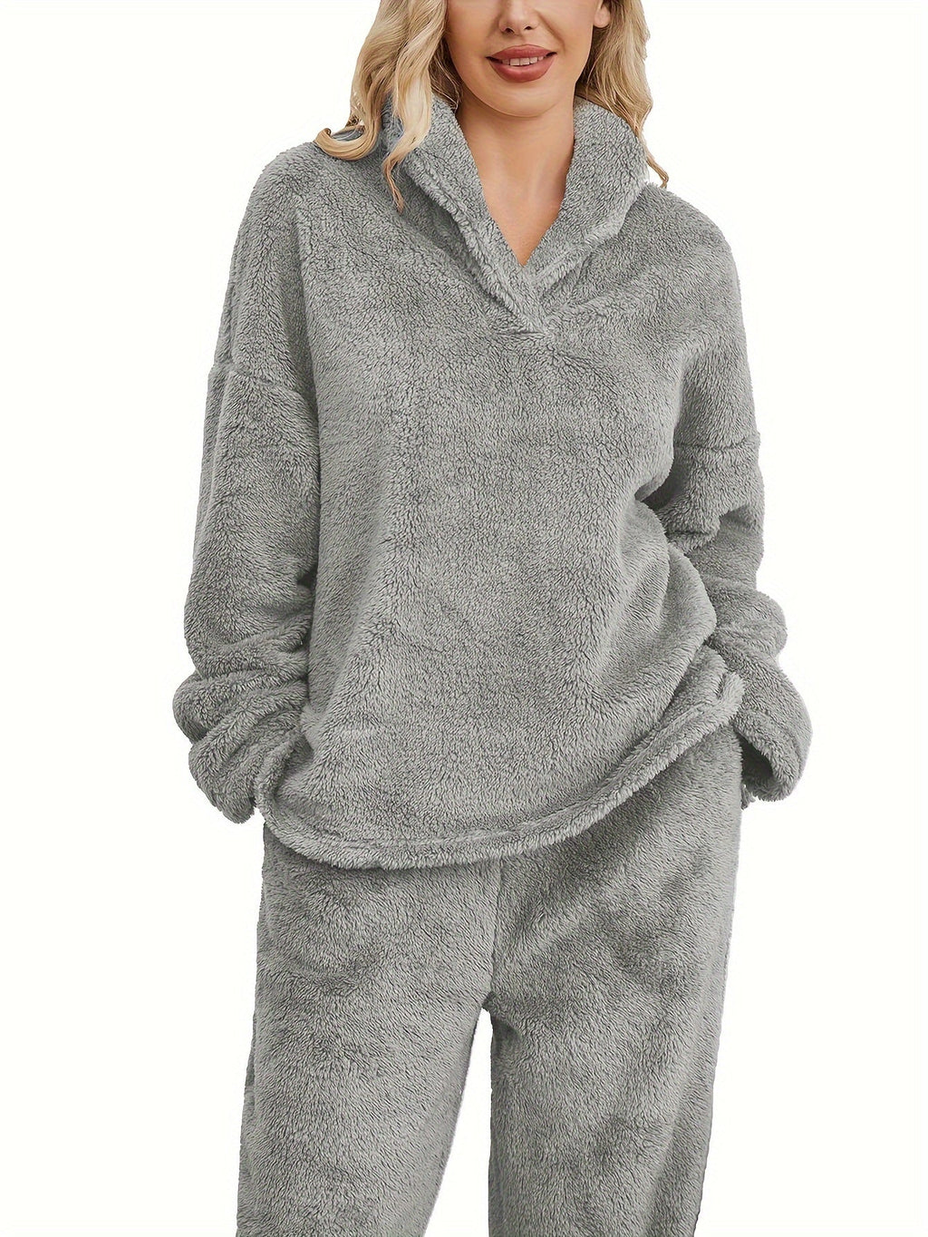 Warme coral fleece dames loungewear set