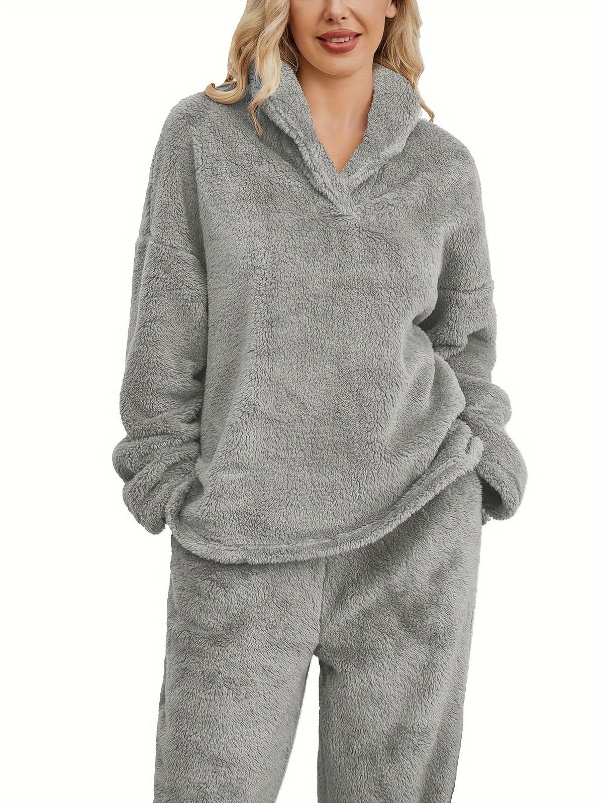 Warme coral fleece dames loungewear set