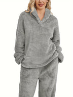 Warme coral fleece dames loungewear set