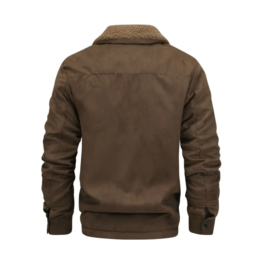 Heren outdoorjack gevoerd met teddyfleece & reverskraag