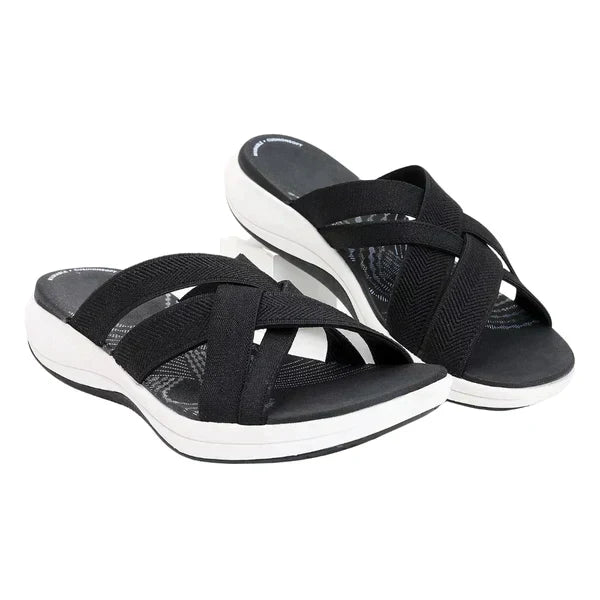 Luchtige dames slippers met schokabsorberend voetbed