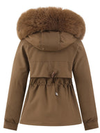 Dames winterjas met afneembare bontcapuchon