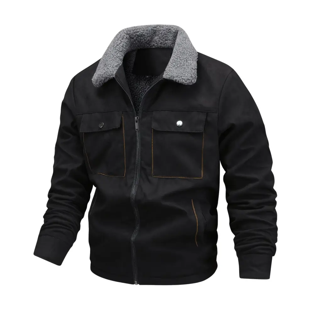 Heren outdoorjack gevoerd met teddyfleece & reverskraag