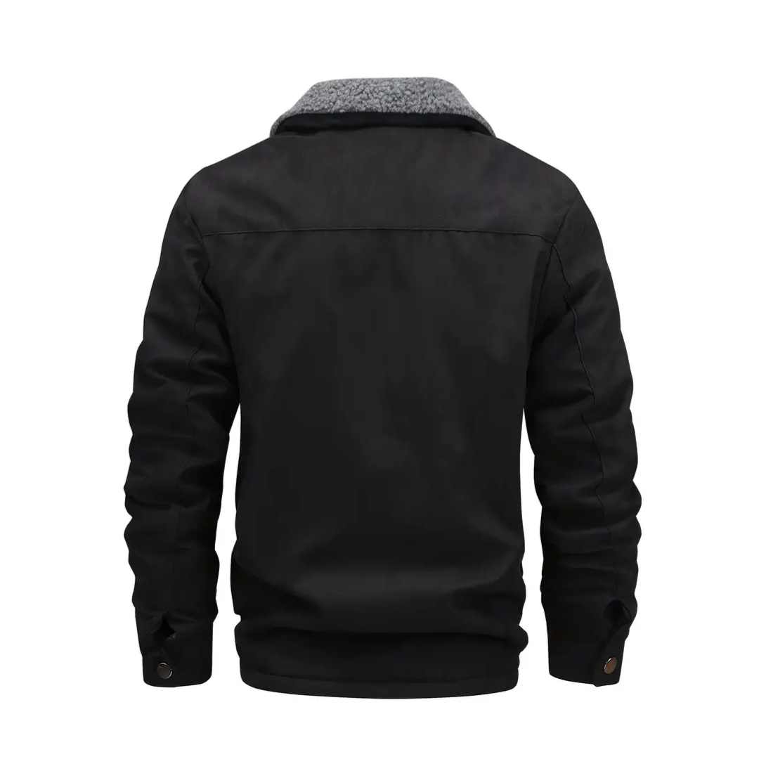 Heren outdoorjack gevoerd met teddyfleece & reverskraag