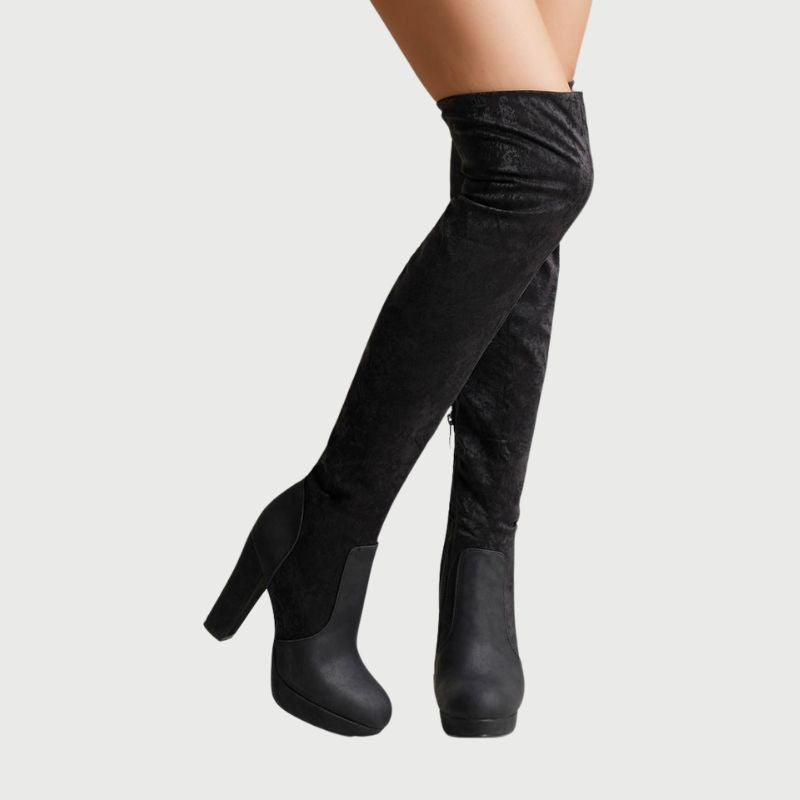 Overknee laarzen met blokhak