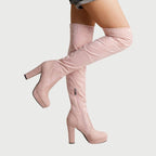 Overknee laarzen met blokhak