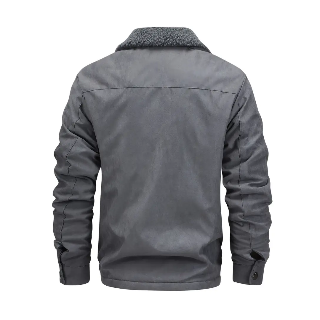 Heren outdoorjack gevoerd met teddyfleece & reverskraag