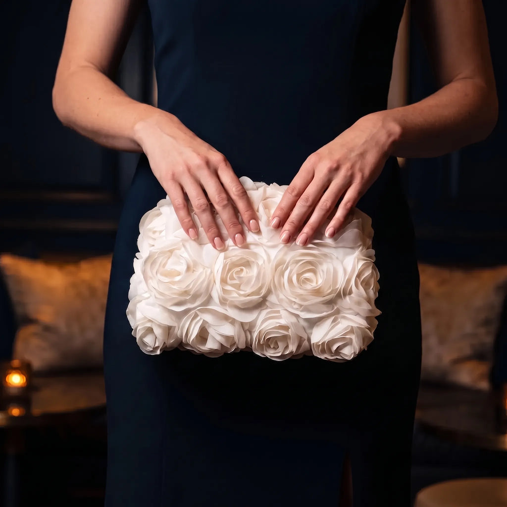 3D bloemen clutch tas